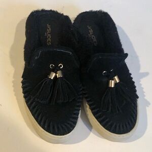 J/Slides Black Platform Slide Shoes